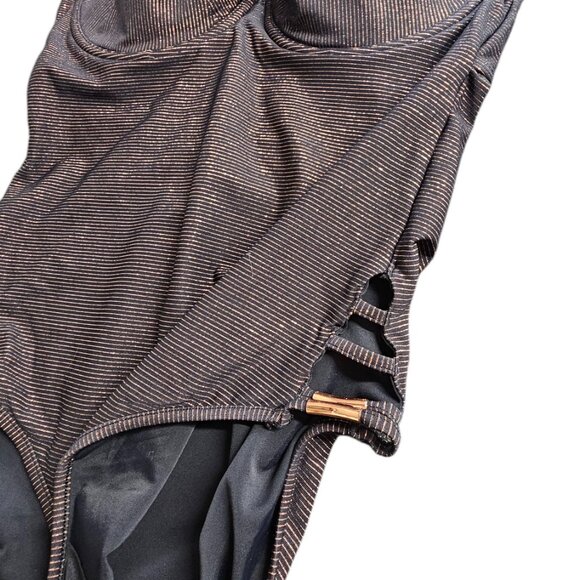 Freya Womens One Piece Swimsuit, Metallic, Underwire Support, Halter, 34DD - Picture 2 of 6